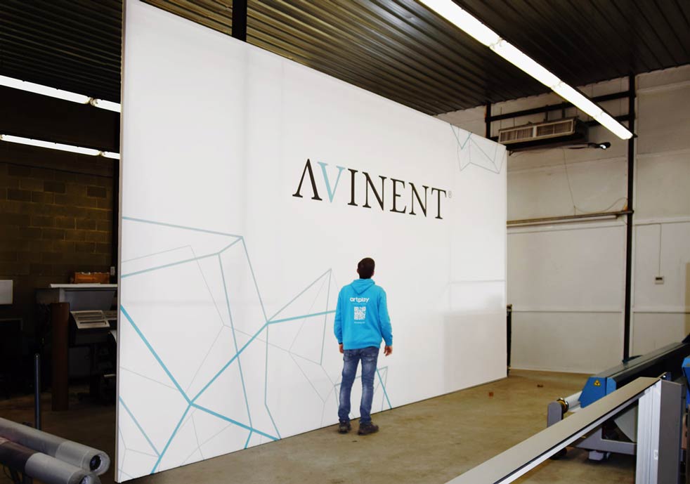 impresion textil pared para feria