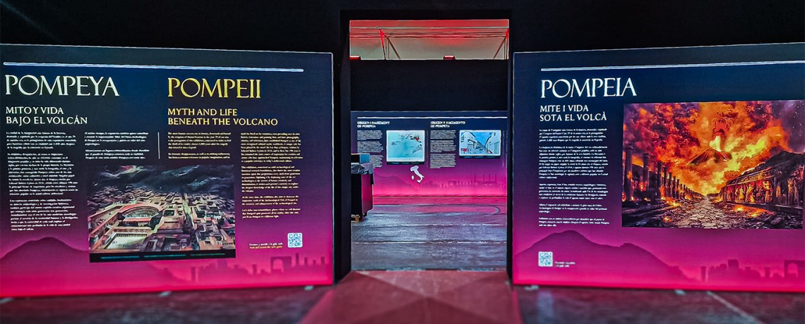 Los últimos días de Pompeya: exposición con cajas de luz.