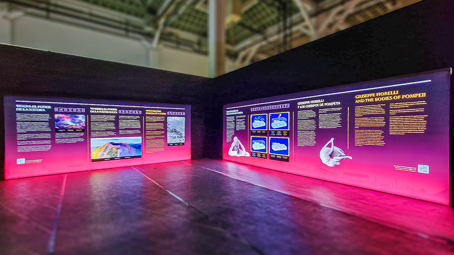 Los últimos días de Pompeya: exposición con cajas de luz.