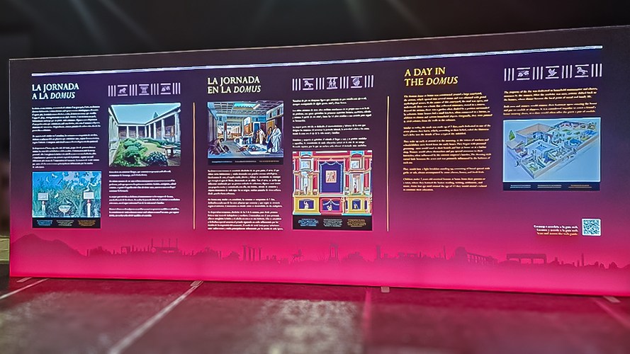Los últimos días de Pompeya: exposición con cajas de luz.